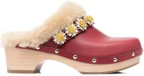 Fabrizio Viti flower-applique detail mules Red