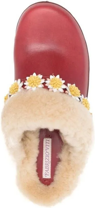 Fabrizio Viti flower-applique detail mules Red