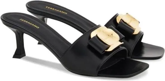 Ferragamo 55mm bow-detailing leather mules Black