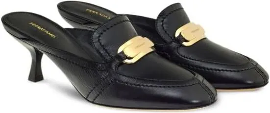 Ferragamo 55mm crocodile-effect leather mules Black