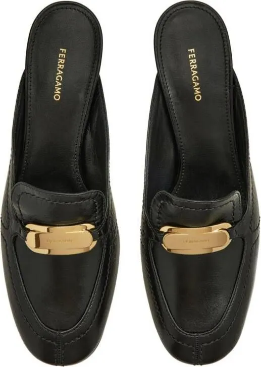 Ferragamo 55mm crocodile-effect leather mules Black