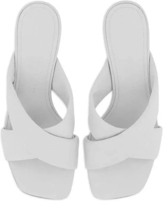 Ferragamo 55mm crossover-strap detail mules White