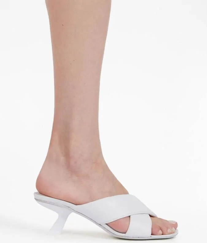 Ferragamo 55mm crossover-strap detail mules White