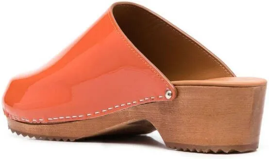 FIGURE DECORATIVE high-shine finish mules Orange