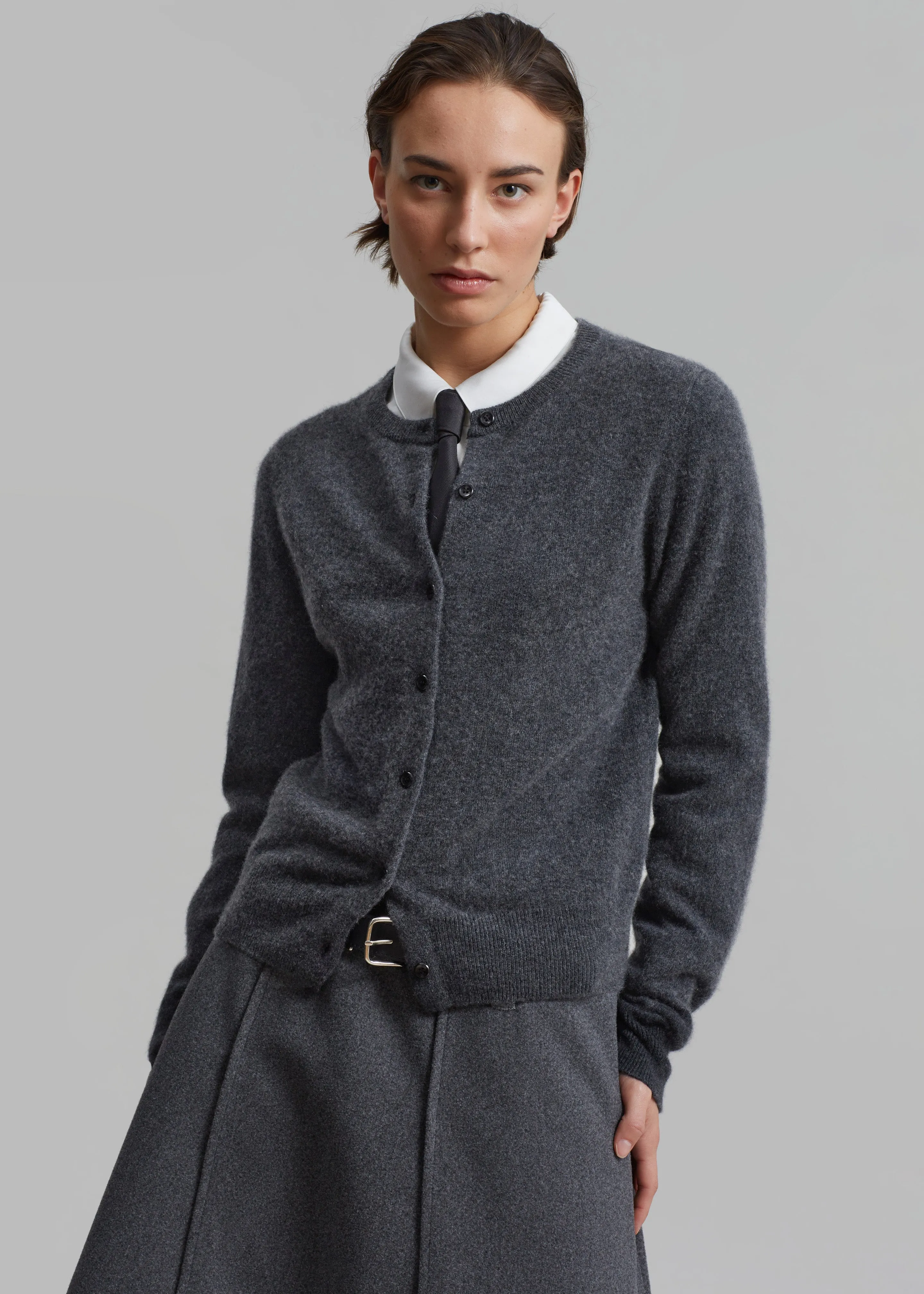 Francesca Cashmere Cardigan - Charcoal