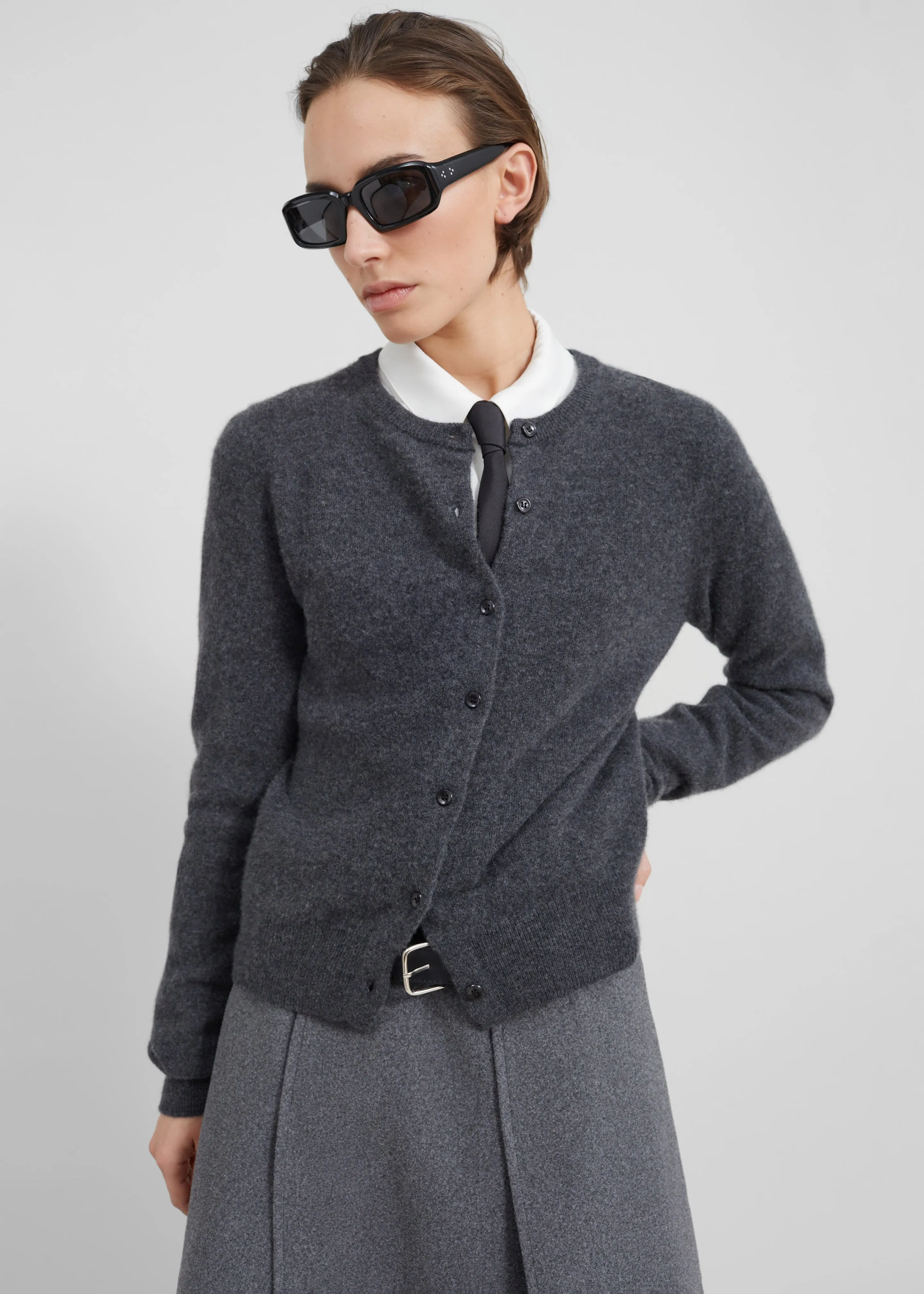 Francesca Cashmere Cardigan - Charcoal