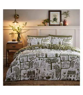 Frida reversible abstract duvet cover set moss Furn