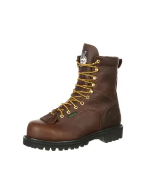 Georgia G8041 Mens Lace Up Soft Toe Waterproof Work Boot Chocolate - B