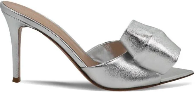 Gianvito Rossi Bow metallic heeled mules Grey