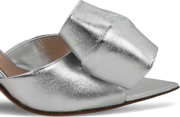 Gianvito Rossi Bow metallic heeled mules Grey