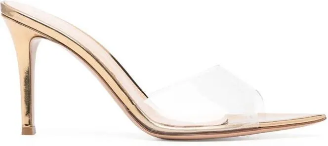 Gianvito Rossi Elle 85mm transparent-strap mules Gold