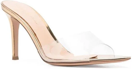 Gianvito Rossi Elle 85mm transparent-strap mules Gold