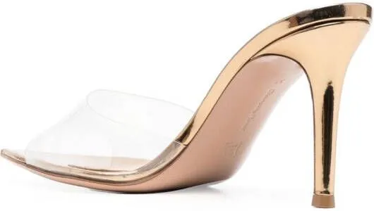 Gianvito Rossi Elle 85mm transparent-strap mules Gold