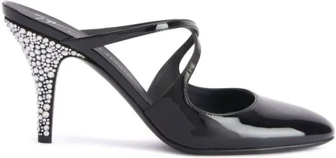 Giuseppe Zanotti Marthe crystal 85mm mules Black