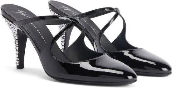 Giuseppe Zanotti Marthe crystal 85mm mules Black