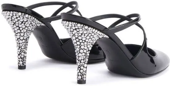 Giuseppe Zanotti Marthe crystal 85mm mules Black