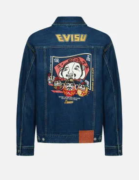 Godhead Flag and Daruma Embroidered Denim Jacket