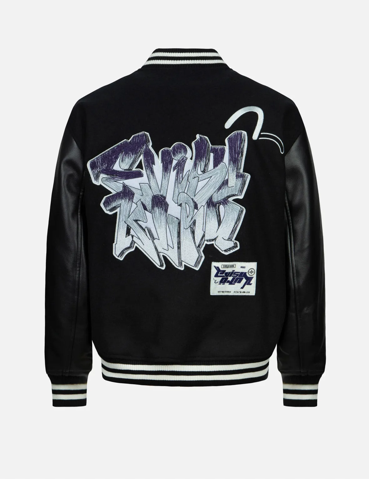 Gradated Logo Embroidered Patch Oversized Varsity Jacket