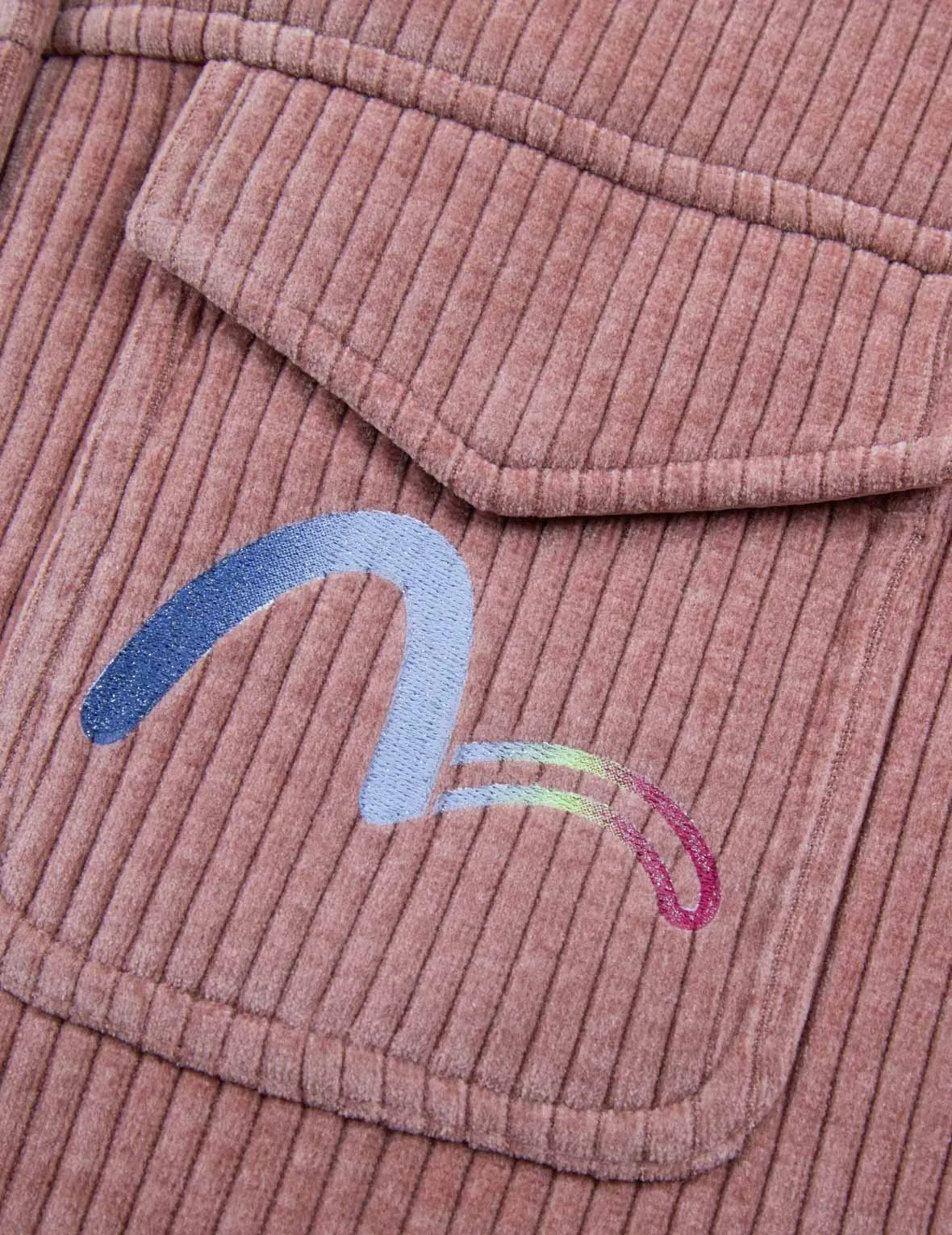 Gradient Shimmering Logo Print Oversized Corduroy Shirt Jacket