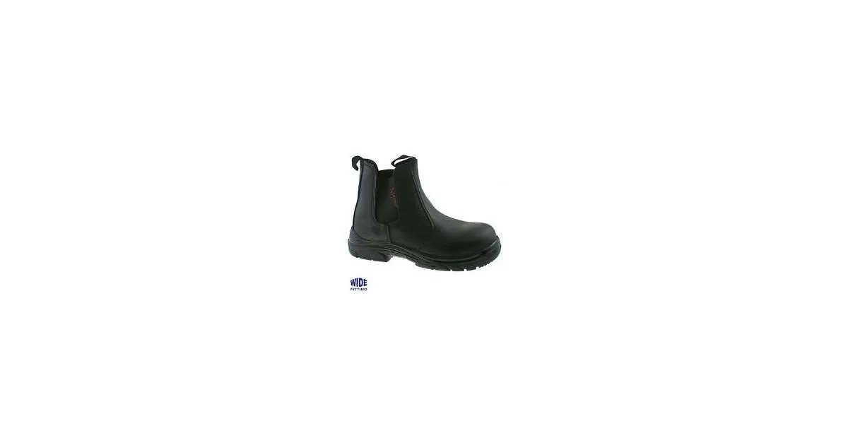 Grafters M9502A Black Leather Wide Fitting Safety Dealer Boot | Work & Wear Direct