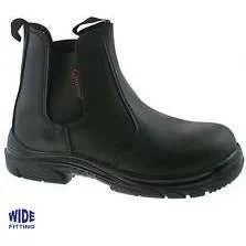 Grafters M9502A Black Leather Wide Fitting Safety Dealer Boot | Work & Wear Direct