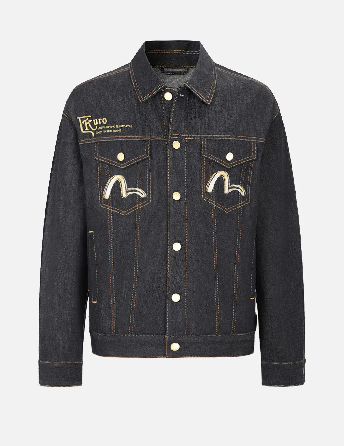 Hannya and Logo Embroidered Denim Jacket