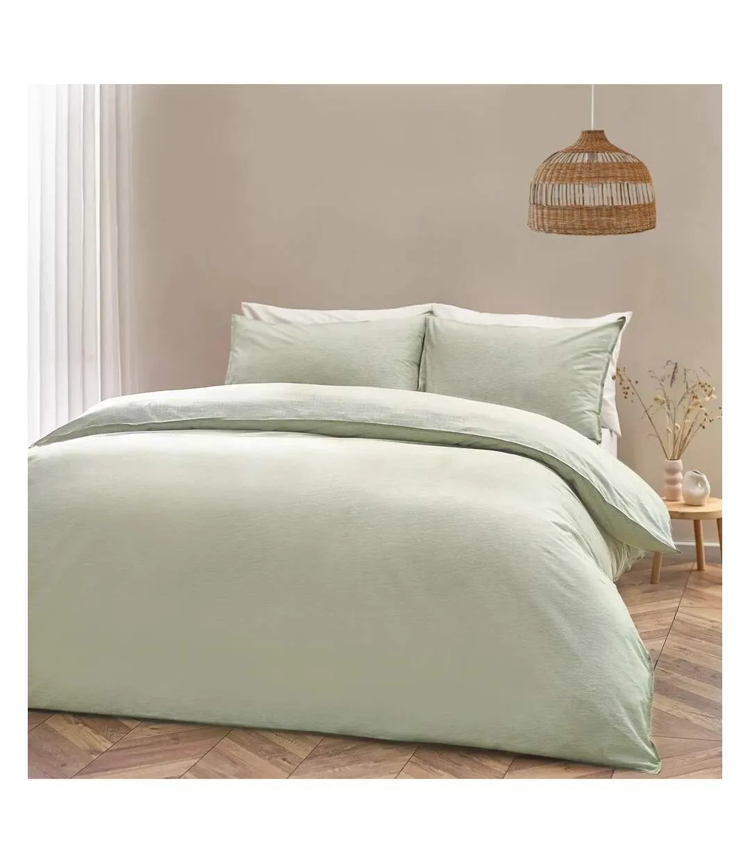 Heaton cotton stripe duvet cover set khaki green Yard