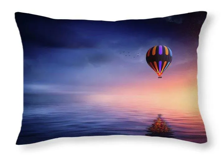 Hot Air Balloon Sunset - Throw Pillow