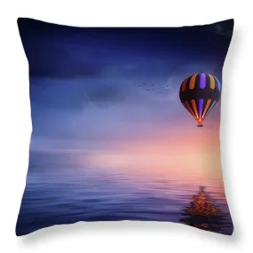 Hot Air Balloon Sunset - Throw Pillow