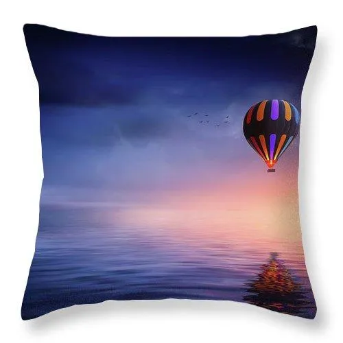 Hot Air Balloon Sunset - Throw Pillow