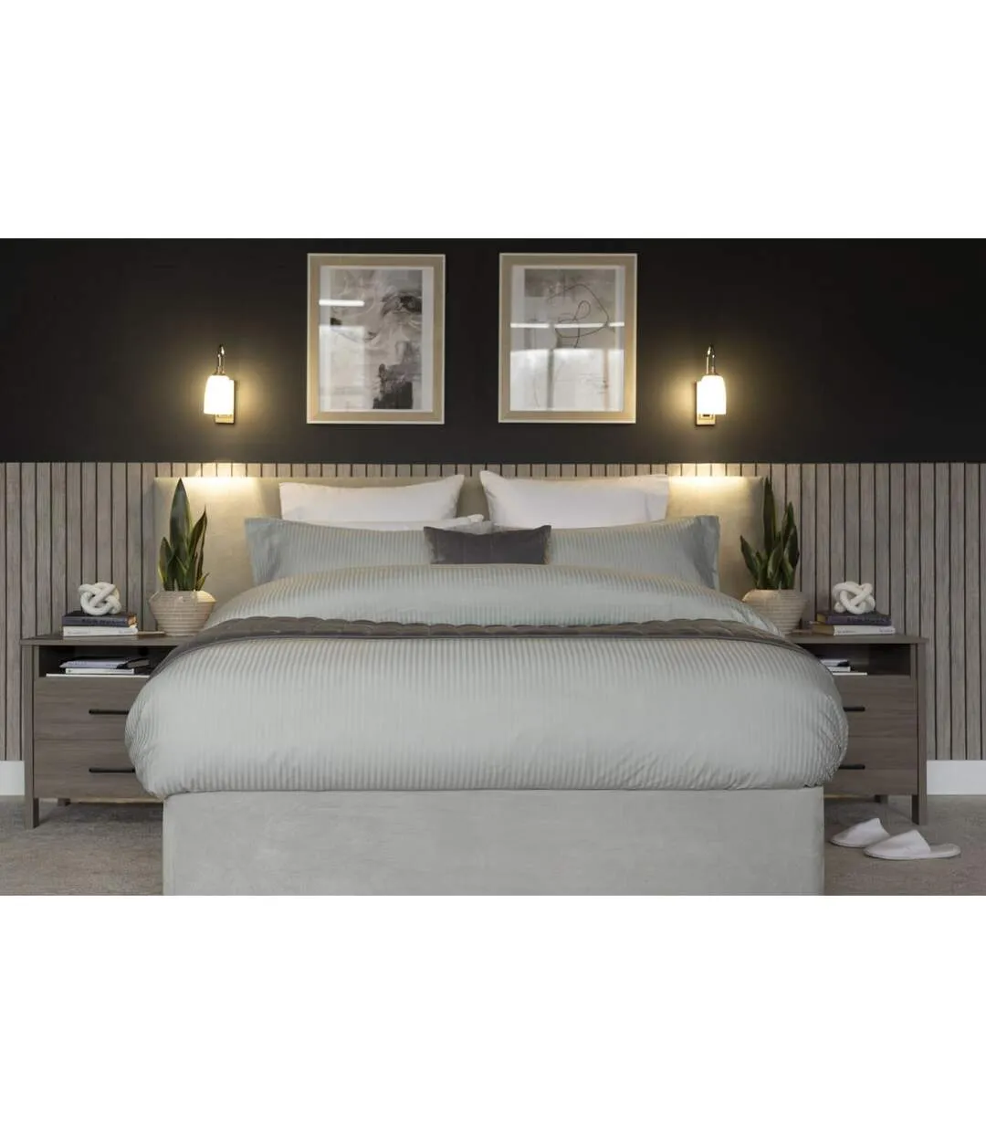 Hotel soho pinstripe duvet cover set platinum Belledorm