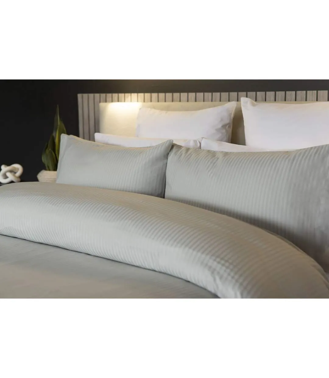 Hotel soho pinstripe duvet cover set platinum Belledorm