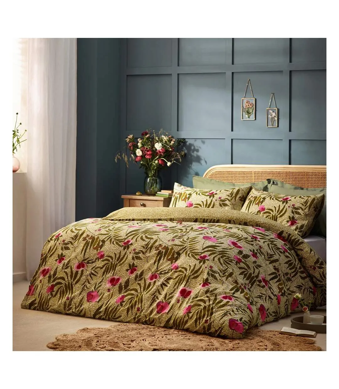 House of bloom poppy floral duvet cover set sage Wylder