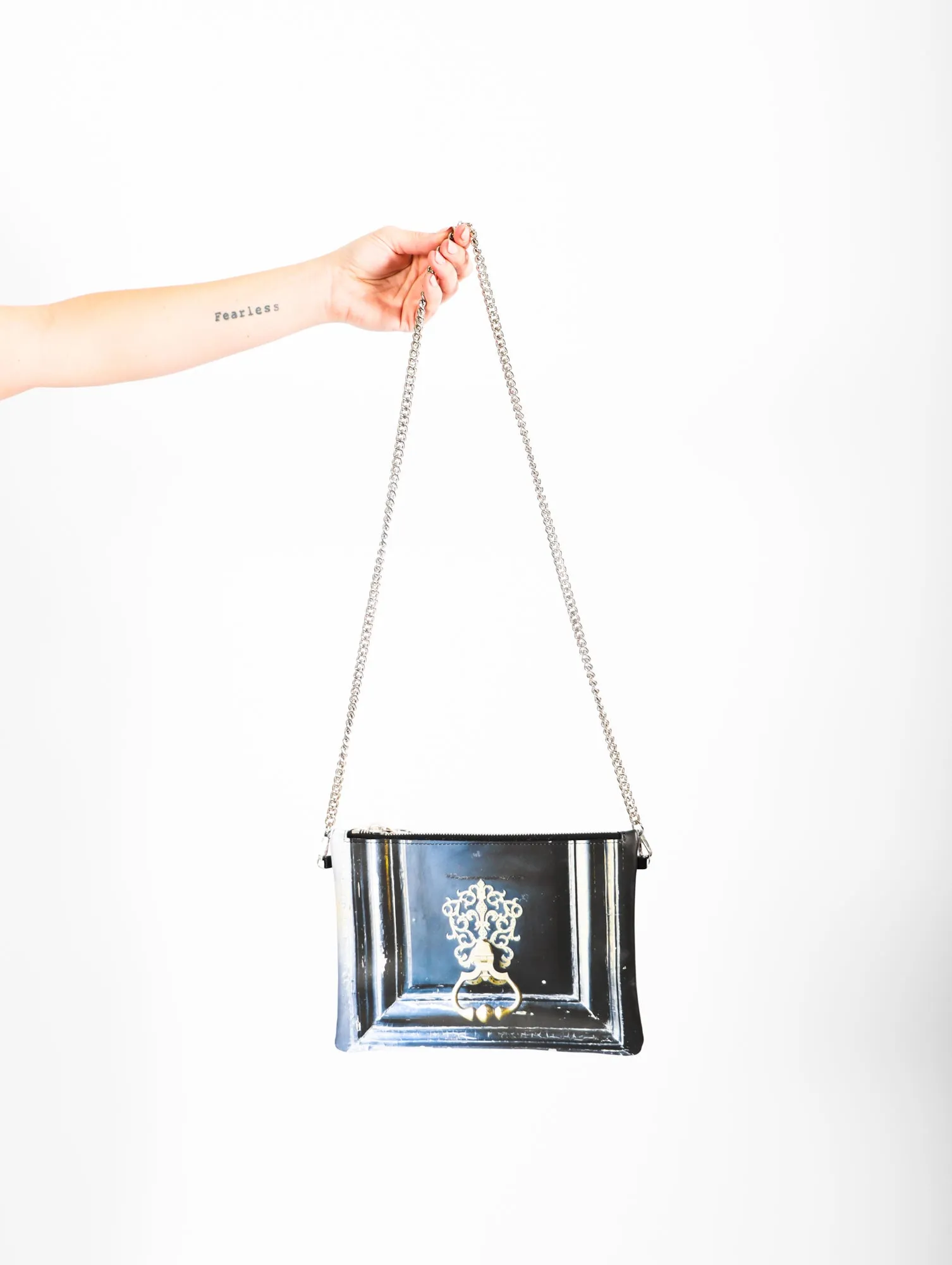 Jessica Murray Designs Leather Crossbody Bag in Black Parisian Door by Jessica Murray