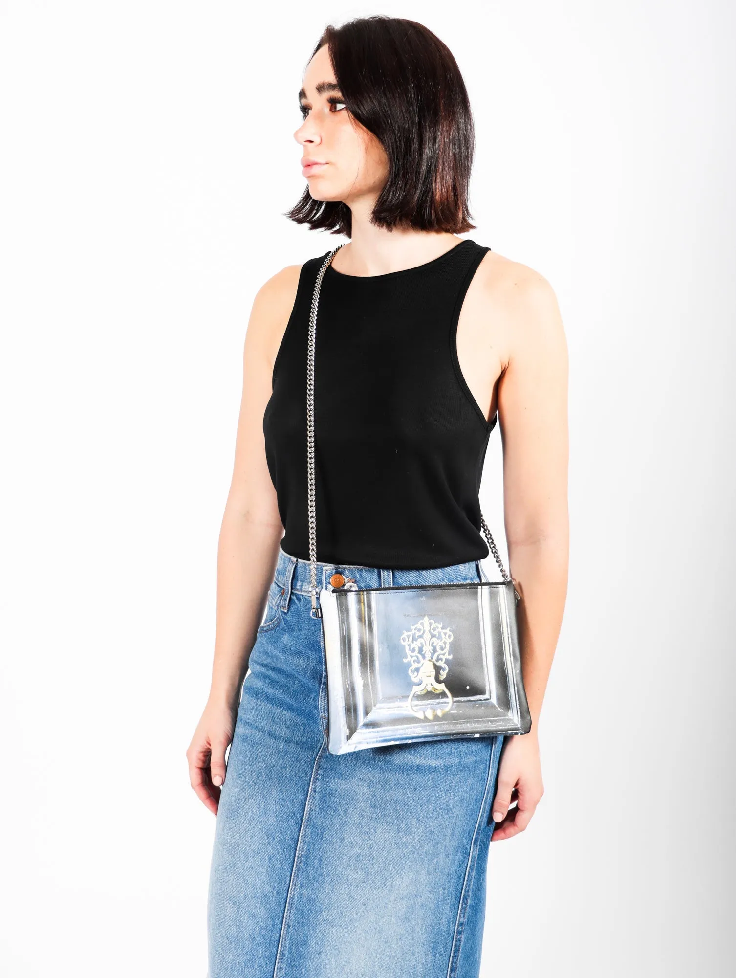 Jessica Murray Designs Leather Crossbody Bag in Black Parisian Door by Jessica Murray