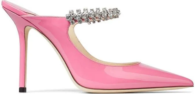 Jimmy Choo Bing 100mm crystal-embellished mules Pink