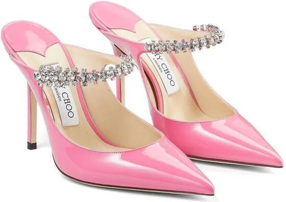 Jimmy Choo Bing 100mm crystal-embellished mules Pink