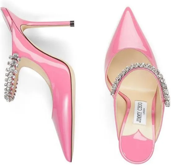 Jimmy Choo Bing 100mm crystal-embellished mules Pink