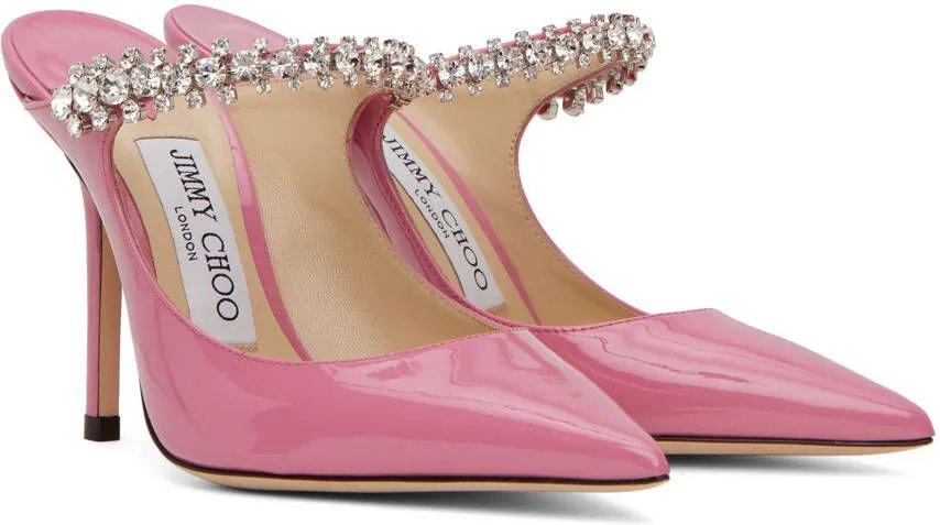 Jimmy Choo Bing 100mm crystal-embellished mules Pink