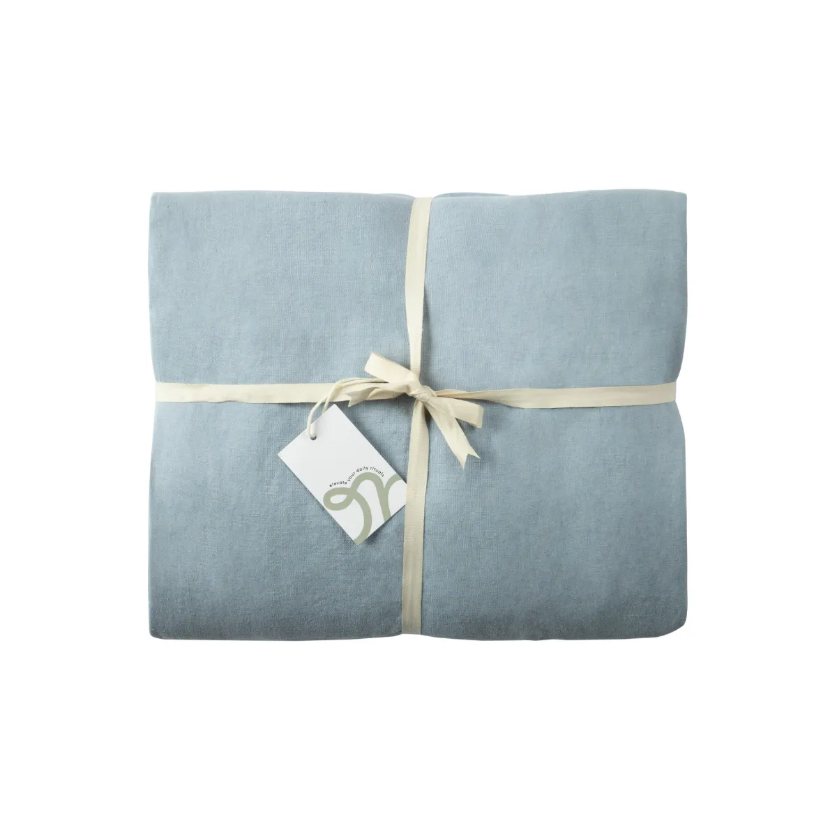 Kapok Comforts   Queen Linen Fitted Sheet Blue Fog