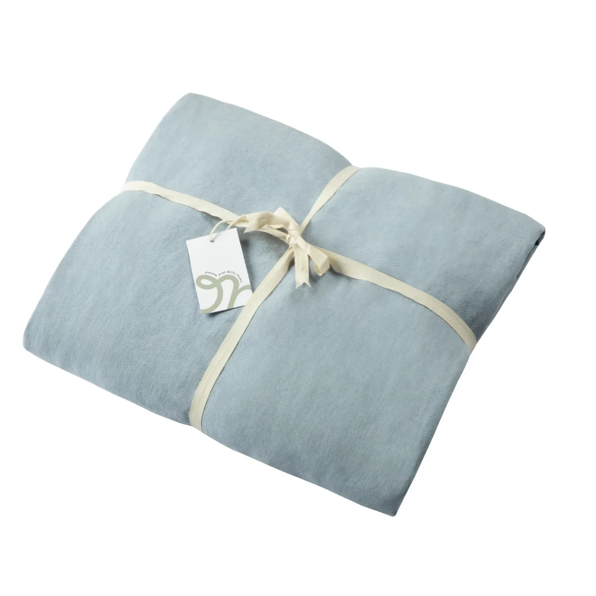 Kapok Comforts   Queen Linen Fitted Sheet Blue Fog