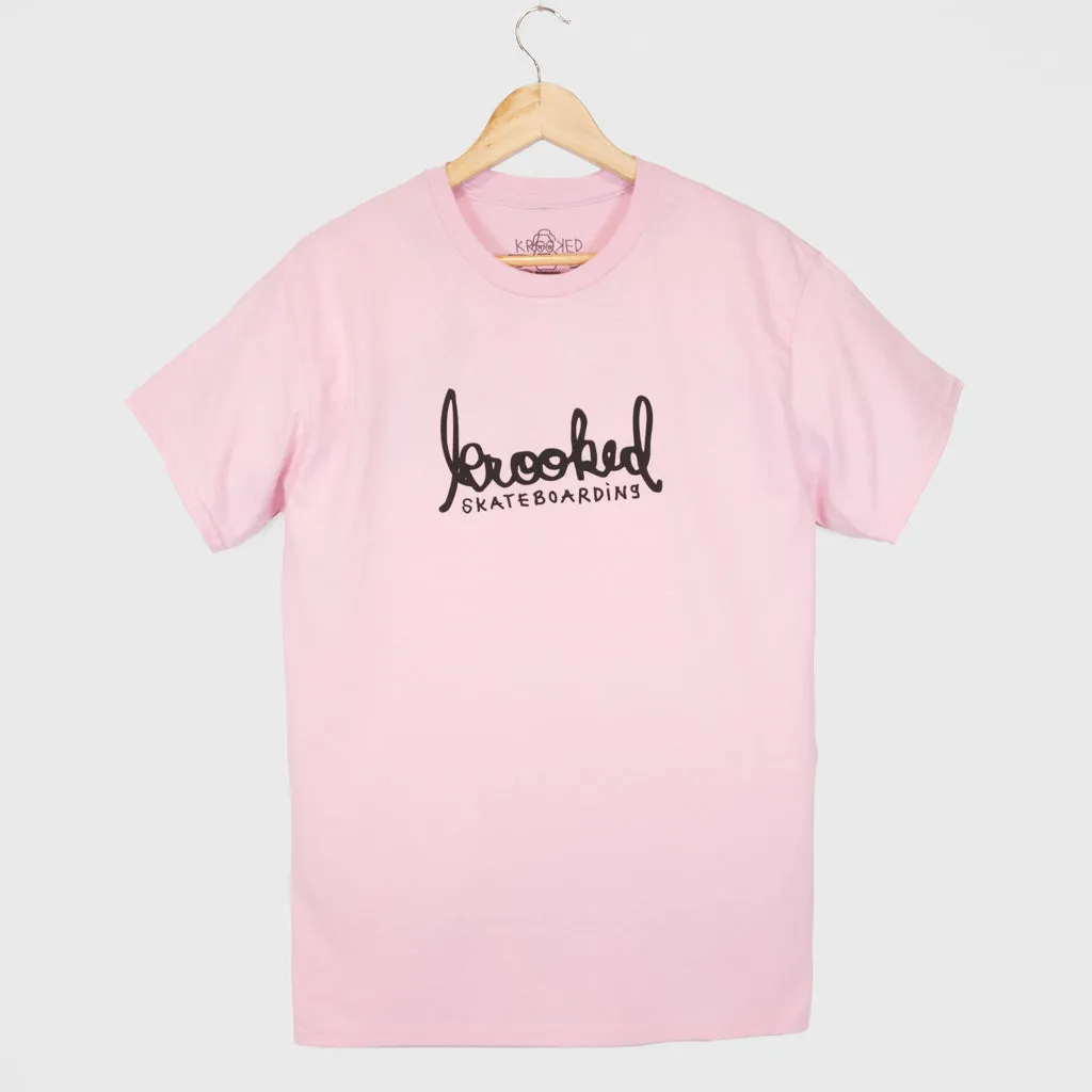 Krooked Skateboards - Skript T-Shirt - Light Pink / Black