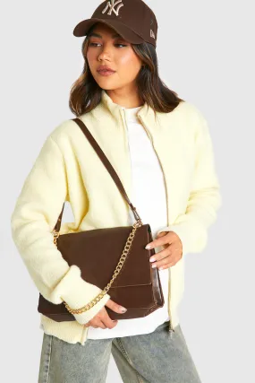 Leather Look Curve Shoulder Bag