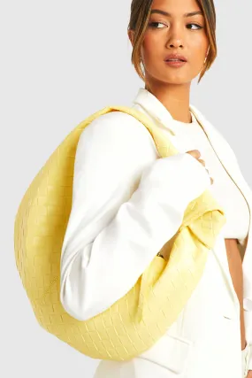 Lemon Woven Knot Handle Shoulder Bag