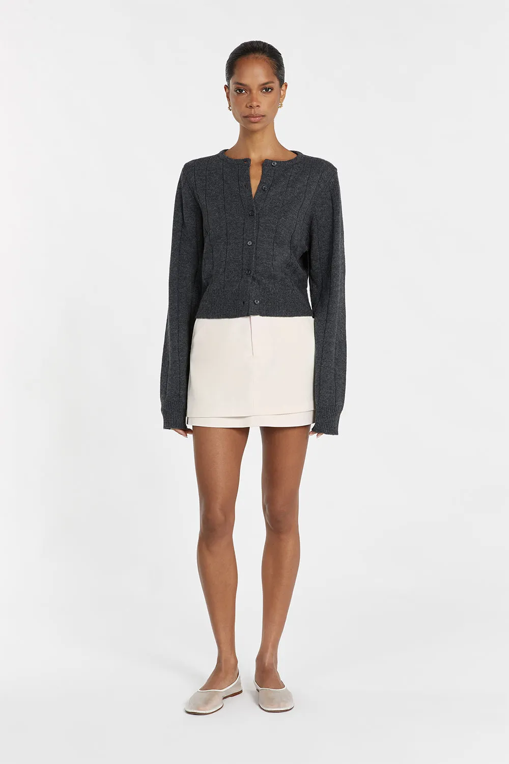 LEVI CHARCOAL MARLE KNIT CARDIGAN