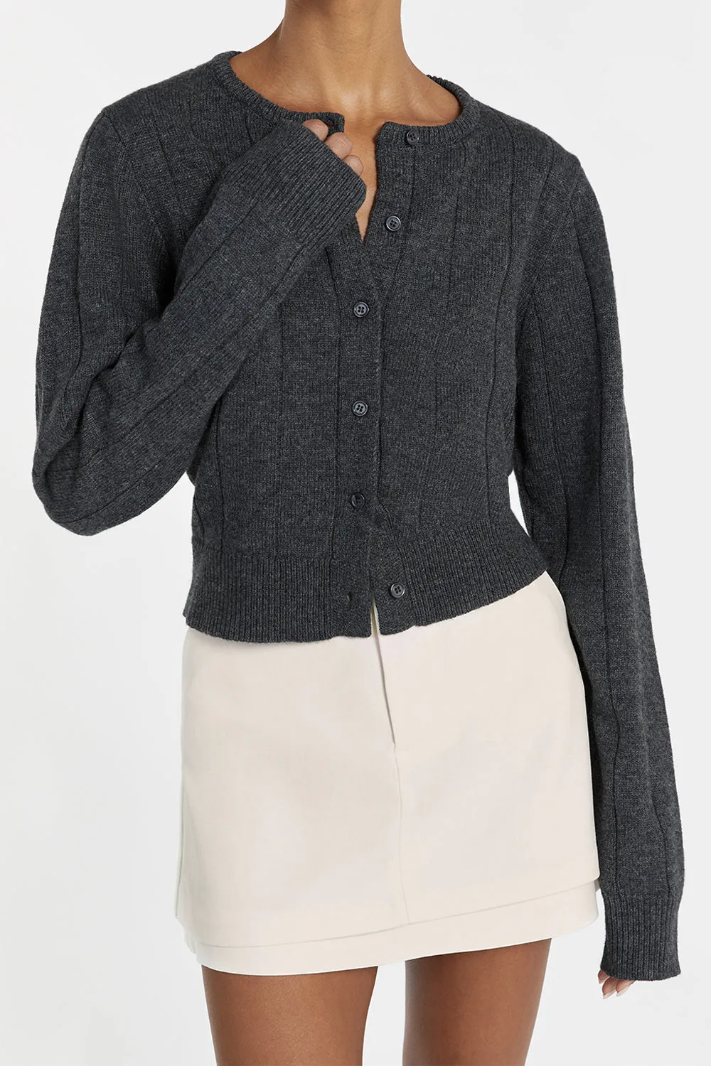 LEVI CHARCOAL MARLE KNIT CARDIGAN