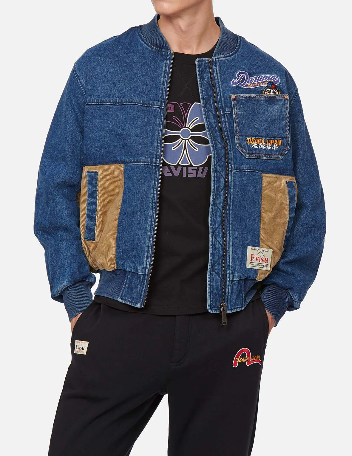 Logo Embroidery Fabric-mixed Bomber Jacket