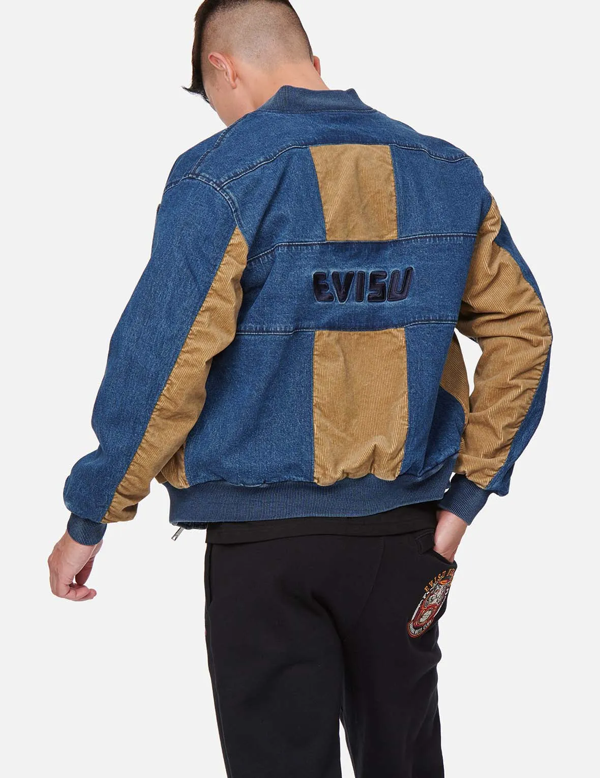 Logo Embroidery Fabric-mixed Bomber Jacket