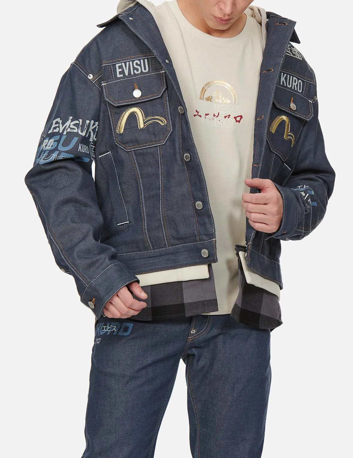 Logo Print Mock 3-in-1 Padded Denim Jacket