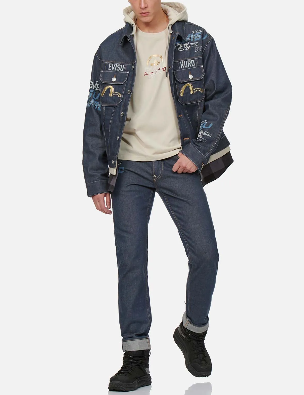 Logo Print Mock 3-in-1 Padded Denim Jacket